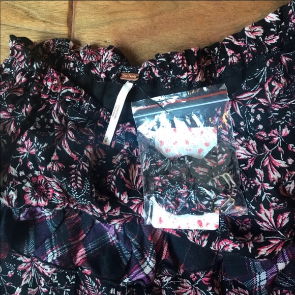 Free People What About Love Floral Plaid Ruffle One Shoulder Maxi Dress - Picture 4 of 14